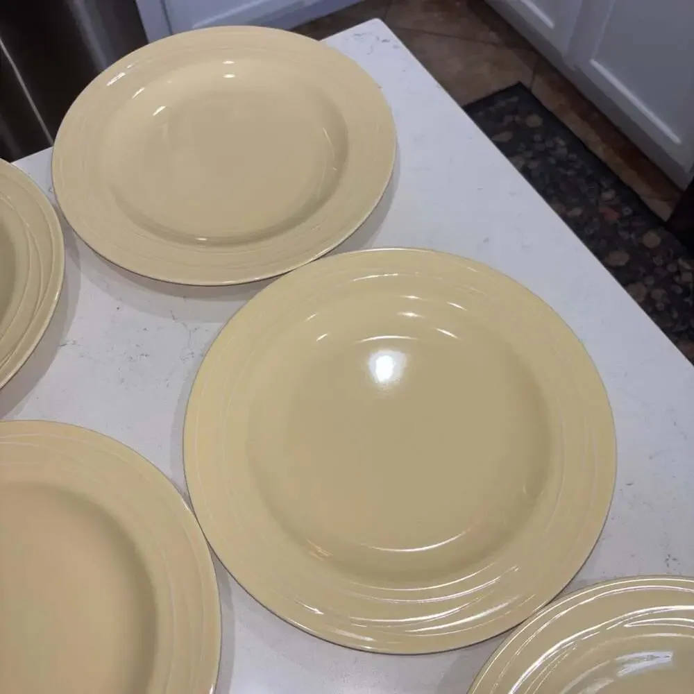 Pottery Barn Spiral Yellow 11” Dinner Plates Set of 6